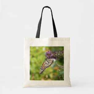 Monarch Butterfly vid Lila Butterfly Bush Tygkasse