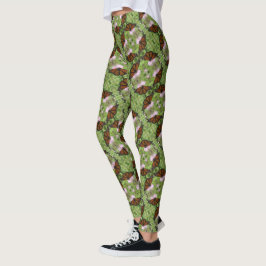 Monarch Butterfly vid Rosa Thistle Flower Leggings