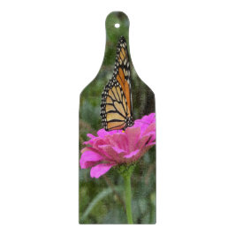 Monarch Butterfly vid Söt Rosa Zinnia Flower