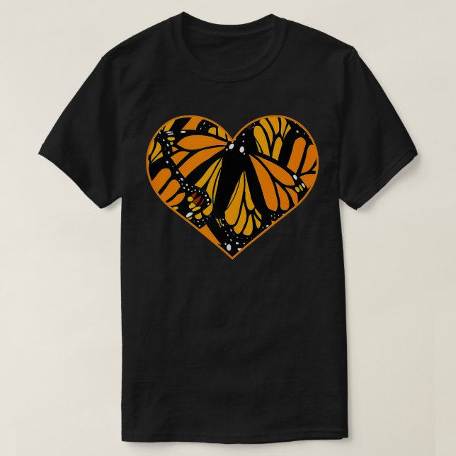 Monarch Butterfly Vinge Heart Mönster Coola Natur  T Shirt (Design framsida)