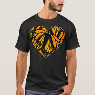 Monarch Butterfly Vinge Heart Mönster Coola Natur T Shirt