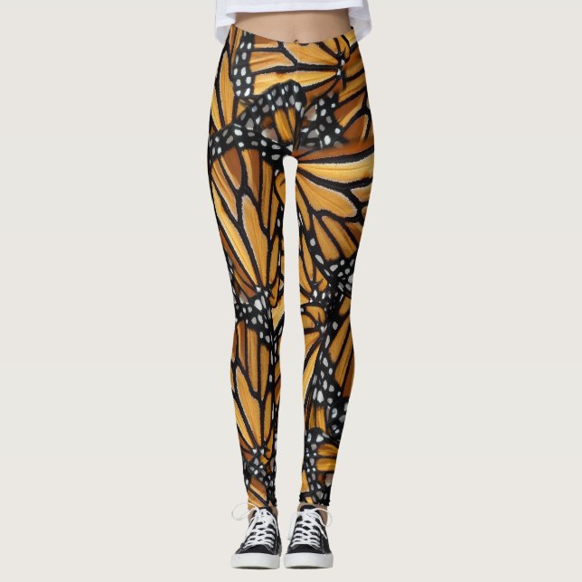 Monarch Butterfly Vinge Mönster Leggings (Framsida)