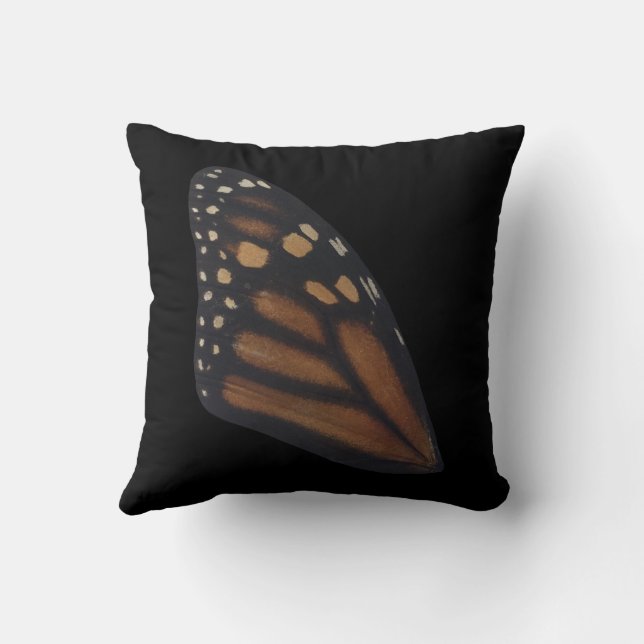 Monarch Butterfly Vinge on Black Kudde (Baksida)