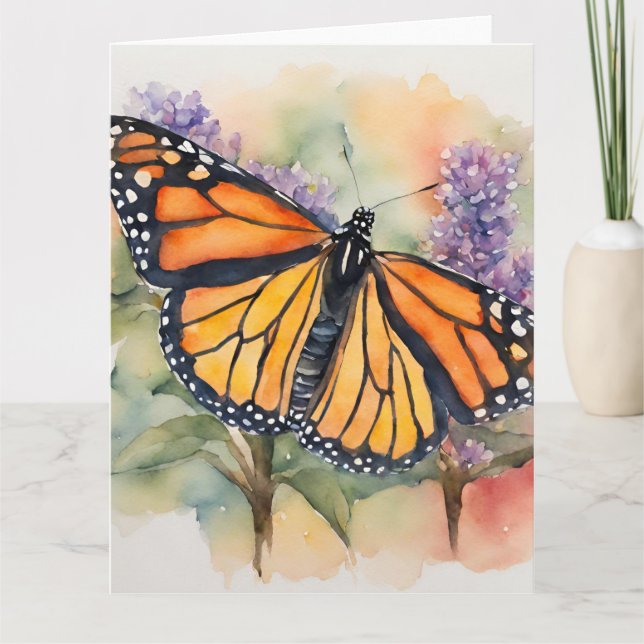 Monarch Butterfly Watercolor Skriv ut Kort (Framsida)