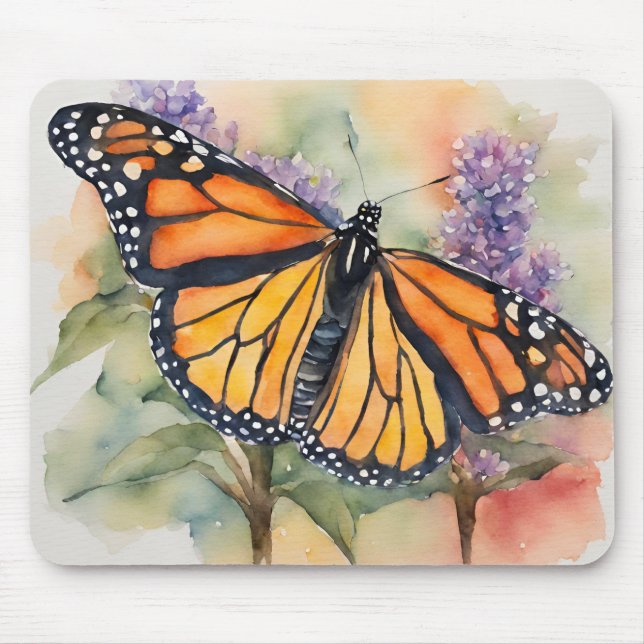 Monarch Butterfly Watercolor Skriv ut Musmatta (Framsidan)