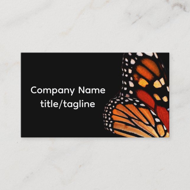monarch butterfly wing on black custom visitkort (Framsida)