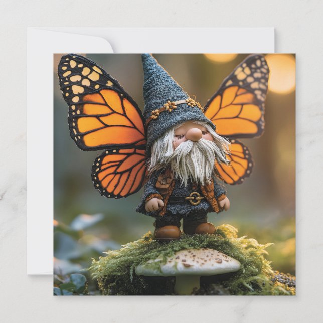 Monarch Butterfly Winged Gnome - Fantasy Creature Julkort (Framsida)