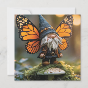 Monarch Butterfly Winged Gnome - Fantasy Creature Julkort