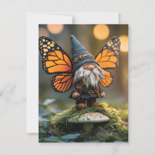 Monarch Butterfly Winged Gnome - Fantasy Creature Vykort