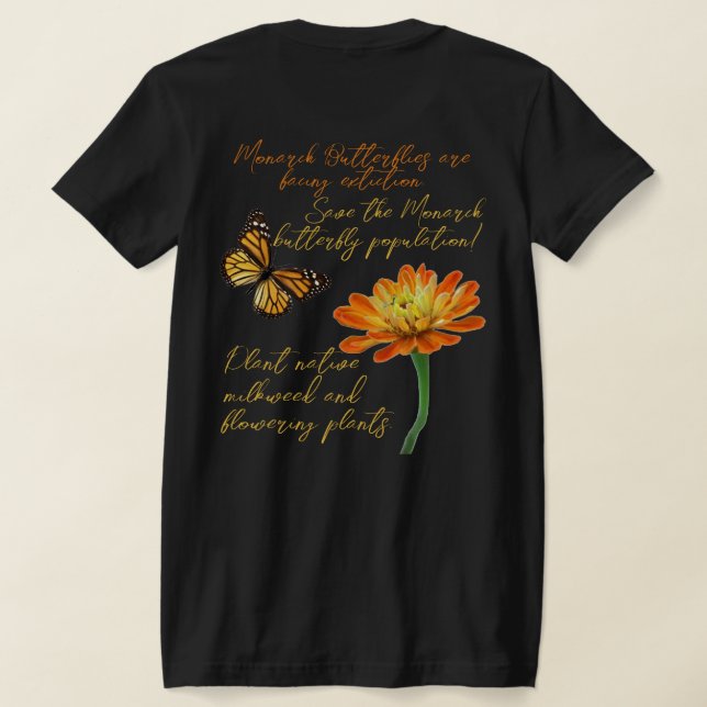 Monarch butterfly, zinkblomma t shirt (Laydown Baksida)