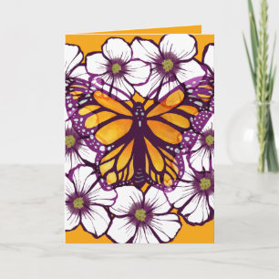 Monarch Fjäril Blommig Kort