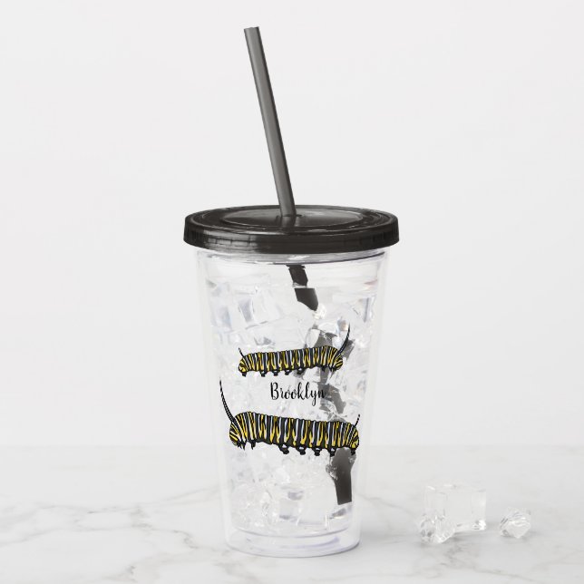 Monarch fjäril larv serieillustration   take away mugg (Framsida Ice)