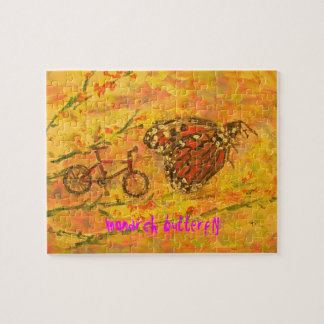 Monarch-fjäril och cykelkonst pussel