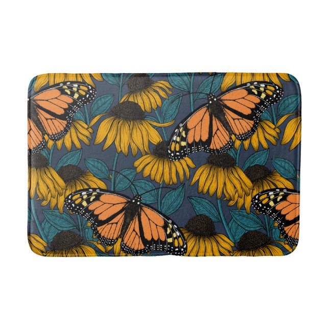 Monarch-fjäril på gulter badrumsmatta (Framsidan)