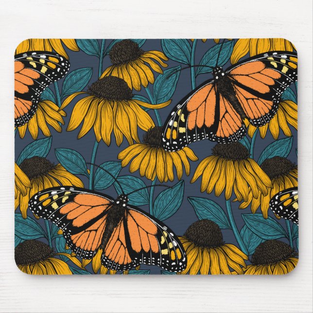 Monarch-fjäril på gulter musmatta (Framsidan)