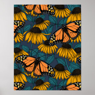 Monarch-fjäril på gulter poster