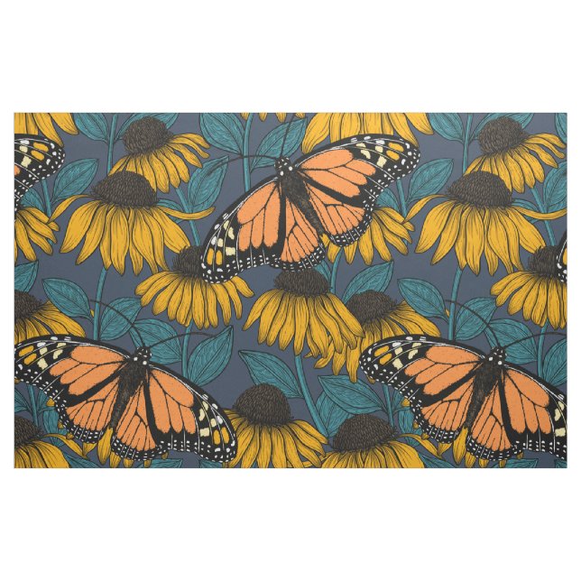 Monarch-fjäril på gulter tyg (Fat Quarter)
