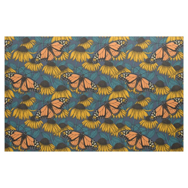 Monarch-fjäril på gulter tyg (Fat Quarter)