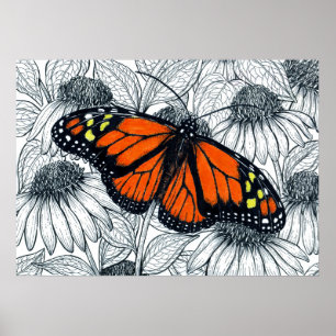 Monarch-fjäril på koffloger poster