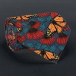 Monarch-fjäril på röda konefloger slips<br><div class="desc">Handdragen,  sömlös mönster med konfektörer och monarch butterflies.</div>