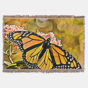 Monarch fjärilsträdgårdskonst filt