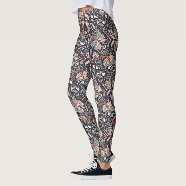 Monarch-fjärilstryck Leggings (Vänster)
