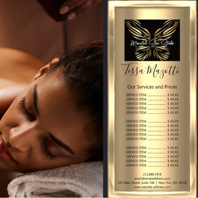 Monarch Hair Makeup Body Skin Care Logotyp Luxury Reklamkort (Monarch Hair Makeup Body Skin Care Logo Luxury Rack Card)