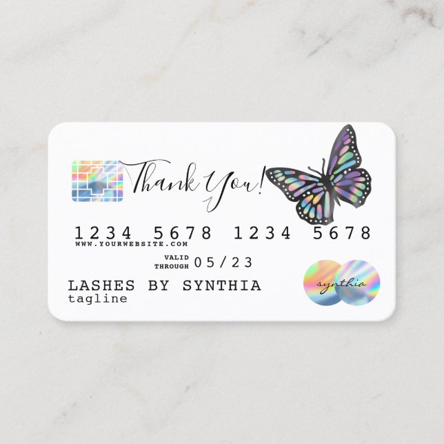 Monarch Holograph Tack Modern Kredit Card Visitkort (Framsida)
