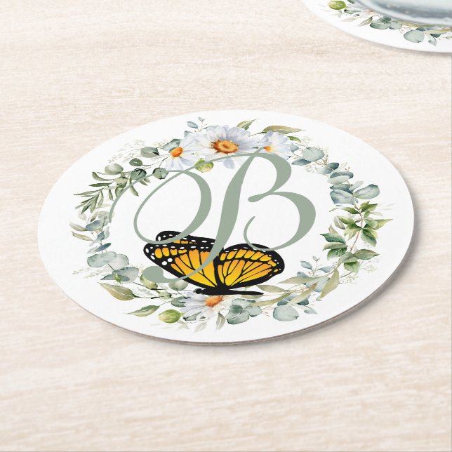 Monarch Monogram Papper Underlägg Rund (Vinklad)