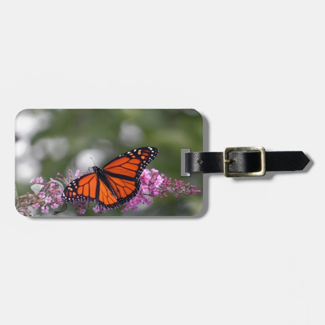 Monarch Orange Butterfly Blommigt Photo Bagagebricka (Horisontell Framsida)
