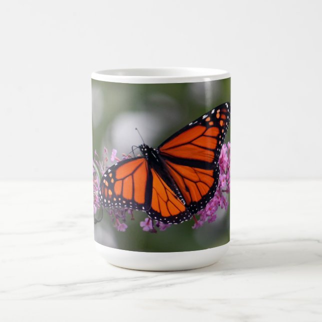 Monarch Orange Butterfly Blommigt Photo Kaffemugg (Center)