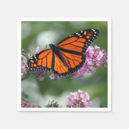 Monarch Orange Butterfly Blommigt Photo Pappersservett