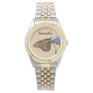 Monarch på Lila Flower Nature Photo Butterfly Armbandsur