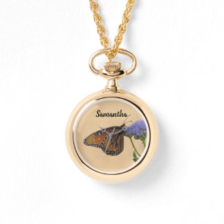 Monarch på Lila Flower Nature Photo Butterfly Armbandsur
