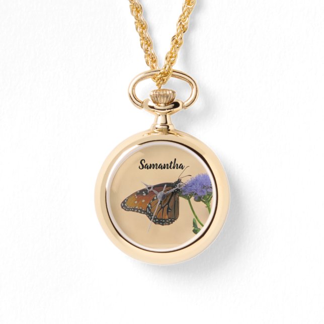 Monarch på Lila Flower Nature Photo Butterfly Armbandsur (Framsida)