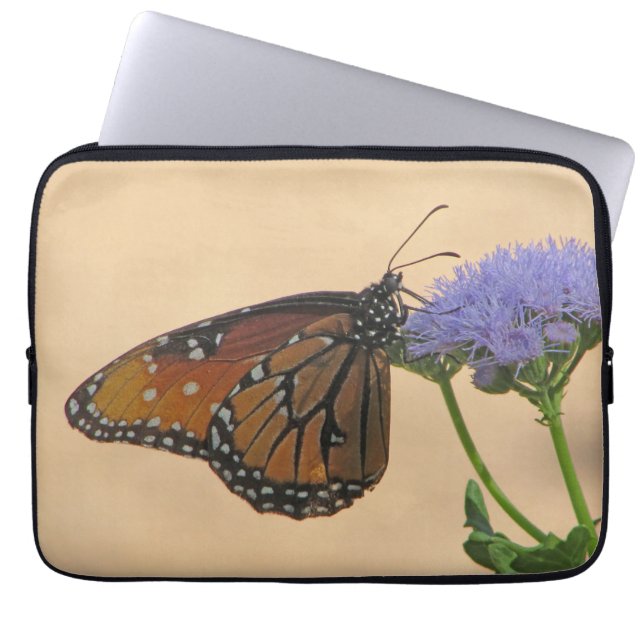 Monarch på Lila Flower Nature Photo Butterfly Laptop Fodral (Framsidan)