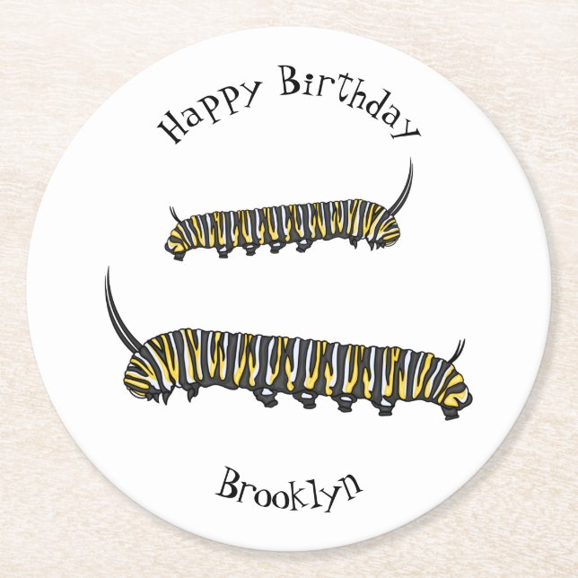 Monarch-tecknad-illustration Underlägg Papper Rund (Framsidan)