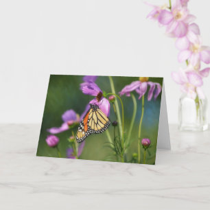 Monarchfjäril på Cosmos-blommor Konst Papperskort Kort