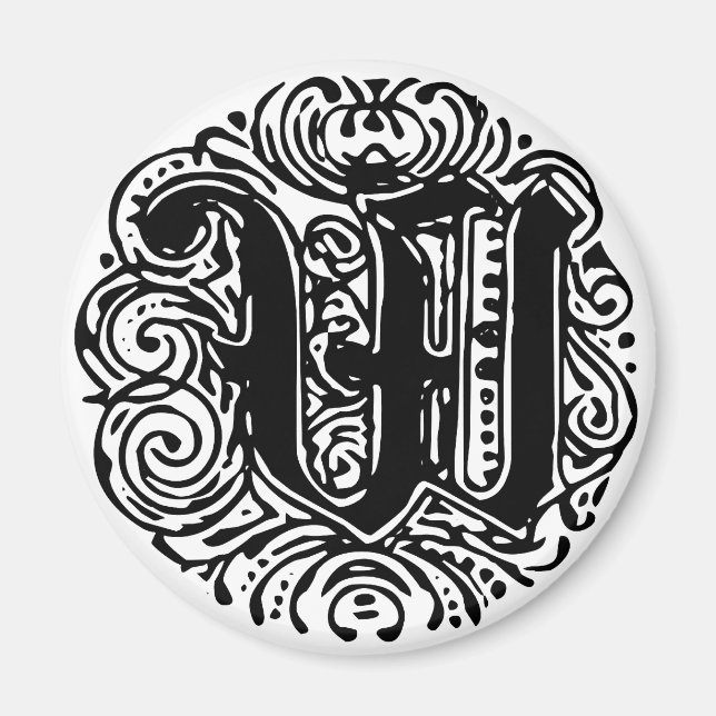 Monarchia Monogram Brev W Initial Alphabet W Magnet (Framsidan)