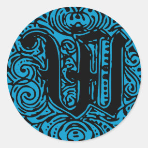 Monarchia Monogram Brev W Initial Alphabet W Runt Klistermärke