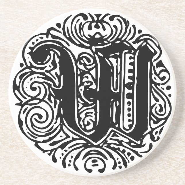 Monarchia Monogram Brev W Initial Alphabet W Underlägg (Framsidan)