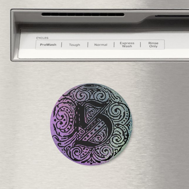 Monarchia S-Lila och Blue Background Large Magnet (In Situ (Dishwasher))