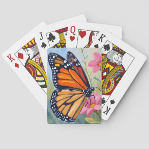 Monark Fjäril Akvarell Blommig Trädgård Casinokort