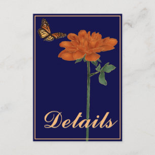 Monark fjäril Dahlia Marinblå detaljer Tilläggskort
