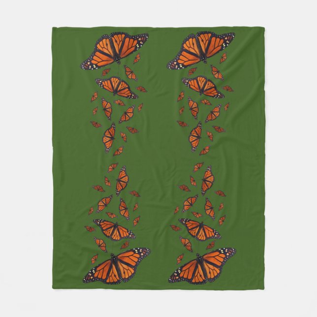 Monark fjäril fleecefilt (mörkgrön) (Framsidan)