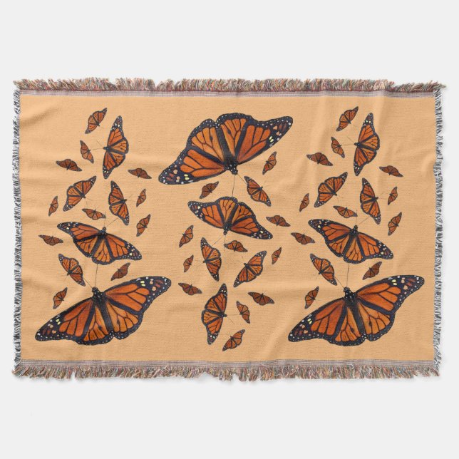 Monark fjäril kastfilt (Orange) Mysfilt (Framsidan)