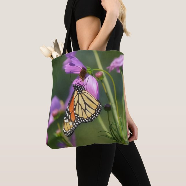 Monark Fjäril Natur Blomma Varutaska Tygkasse (Närbild)