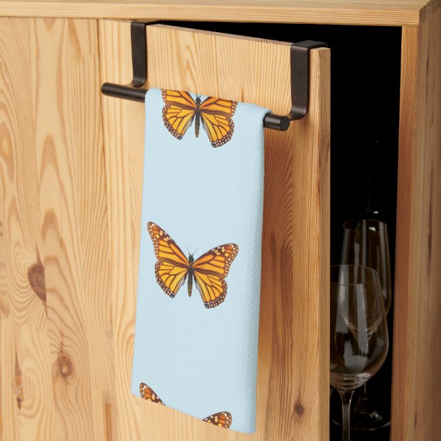 Monark fjäril Pastellblå Kökshandduk (Thirds Fold)