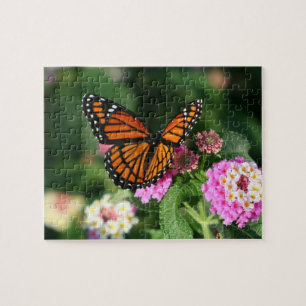Monarkfjäril, Lantana Flowers.Puzzle Pussel