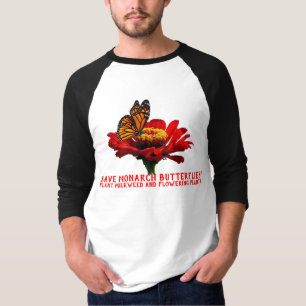 Monarkfjäril på blomma t shirt
